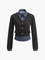 Versatile 2-in-1 Denim Panel Polo Blouse - Black