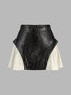 Nora Block Faux Leather Mini Skirt