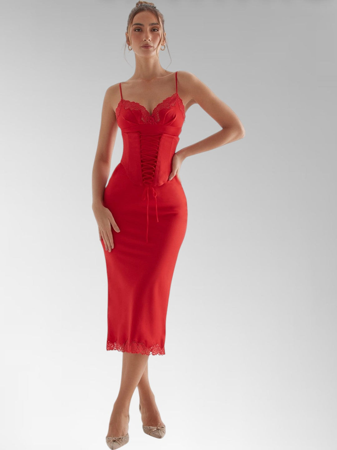Alita Red Satin Slip Maxi Dress