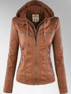 Mia Leather Detachable Hood Jacket