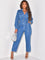 Abigail Denim Belted Jumpsuit - Blue