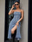 Sabine Strapless Button-Front Denim Dress - Blue