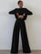 Josie Plain Two-Piece Palaz Set - Black