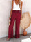 Hallie High-Waist Linen Pants - Red