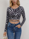 Remi Long Sleeve Zebra Print Crop Top