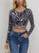 Remi Long Sleeve Zebra Print Crop Top - Black