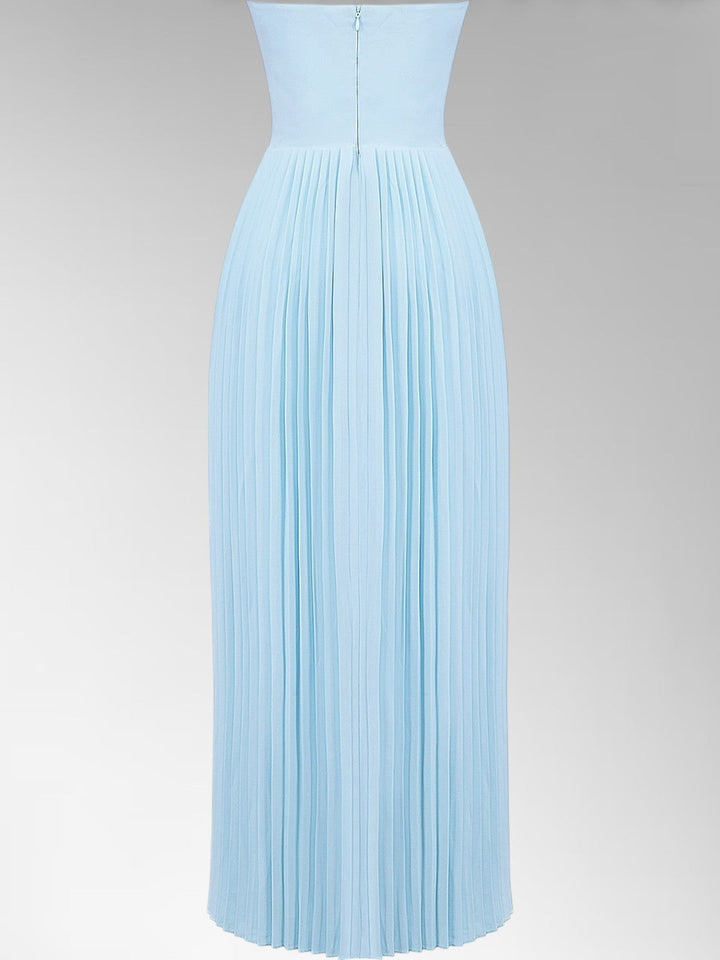 Zina Skyblue Pleated Maxi Dress