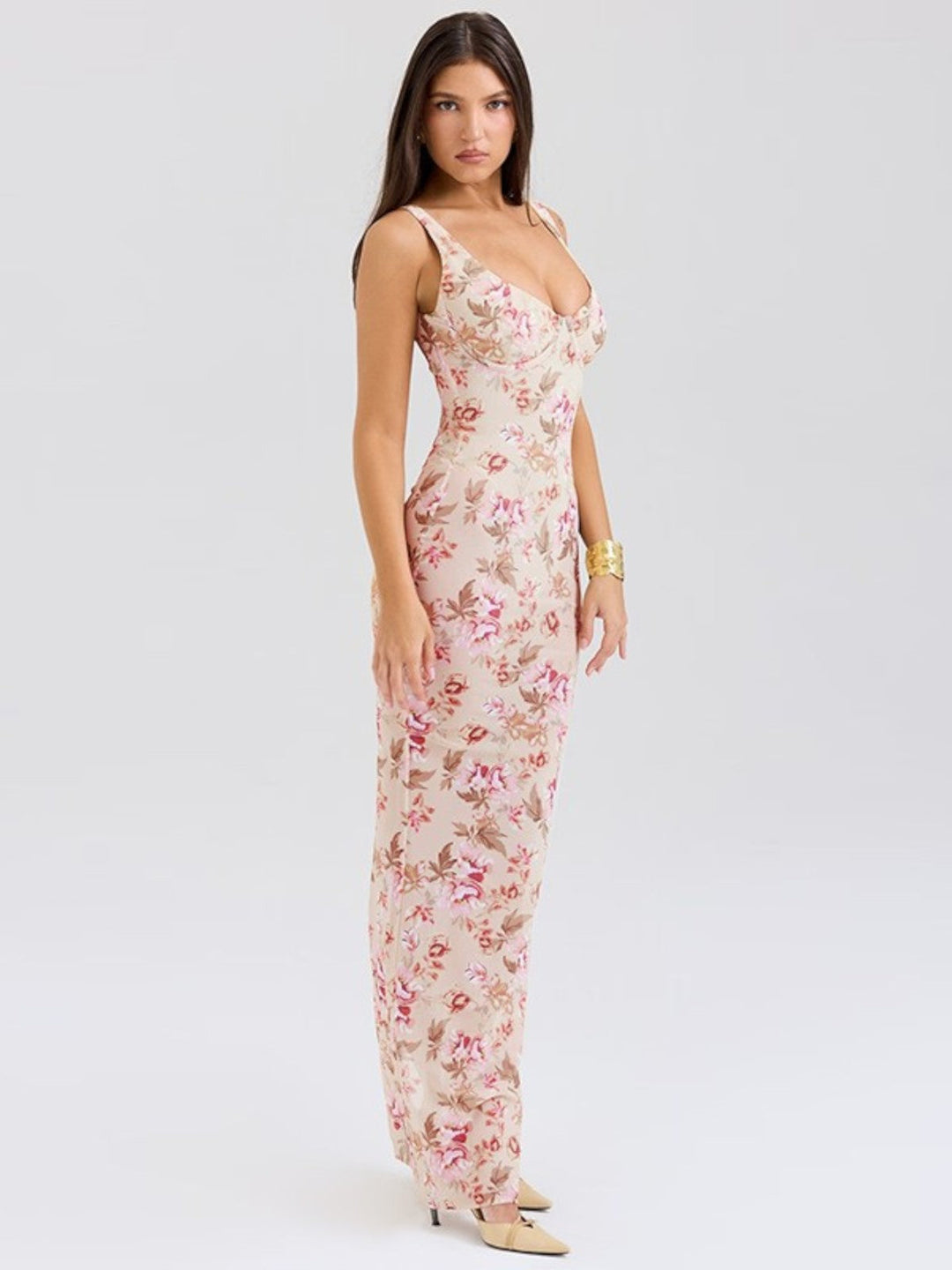 Elara Floral Print Maxi Dress