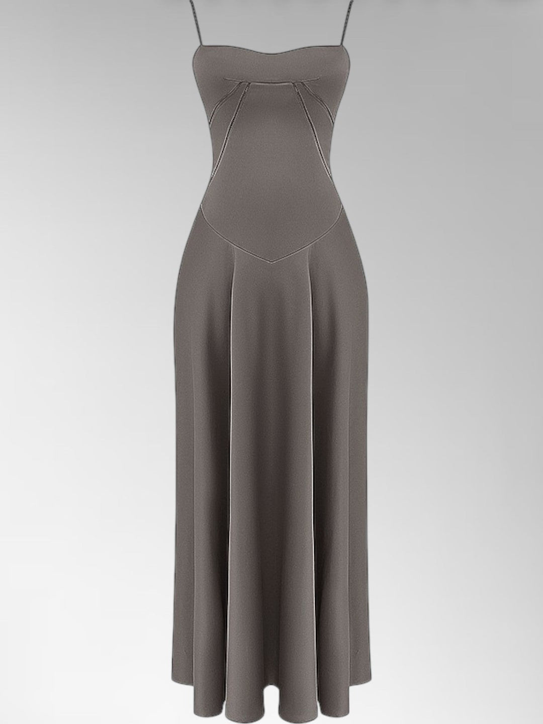 Anabel Brown Satin Lace-Up Evening Gown