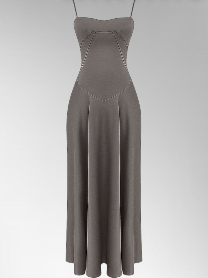 Anabel Brown Satin Lace-Up Evening Gown