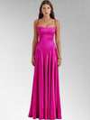 Anabel Pink Satin Lace-Up Evening Gown