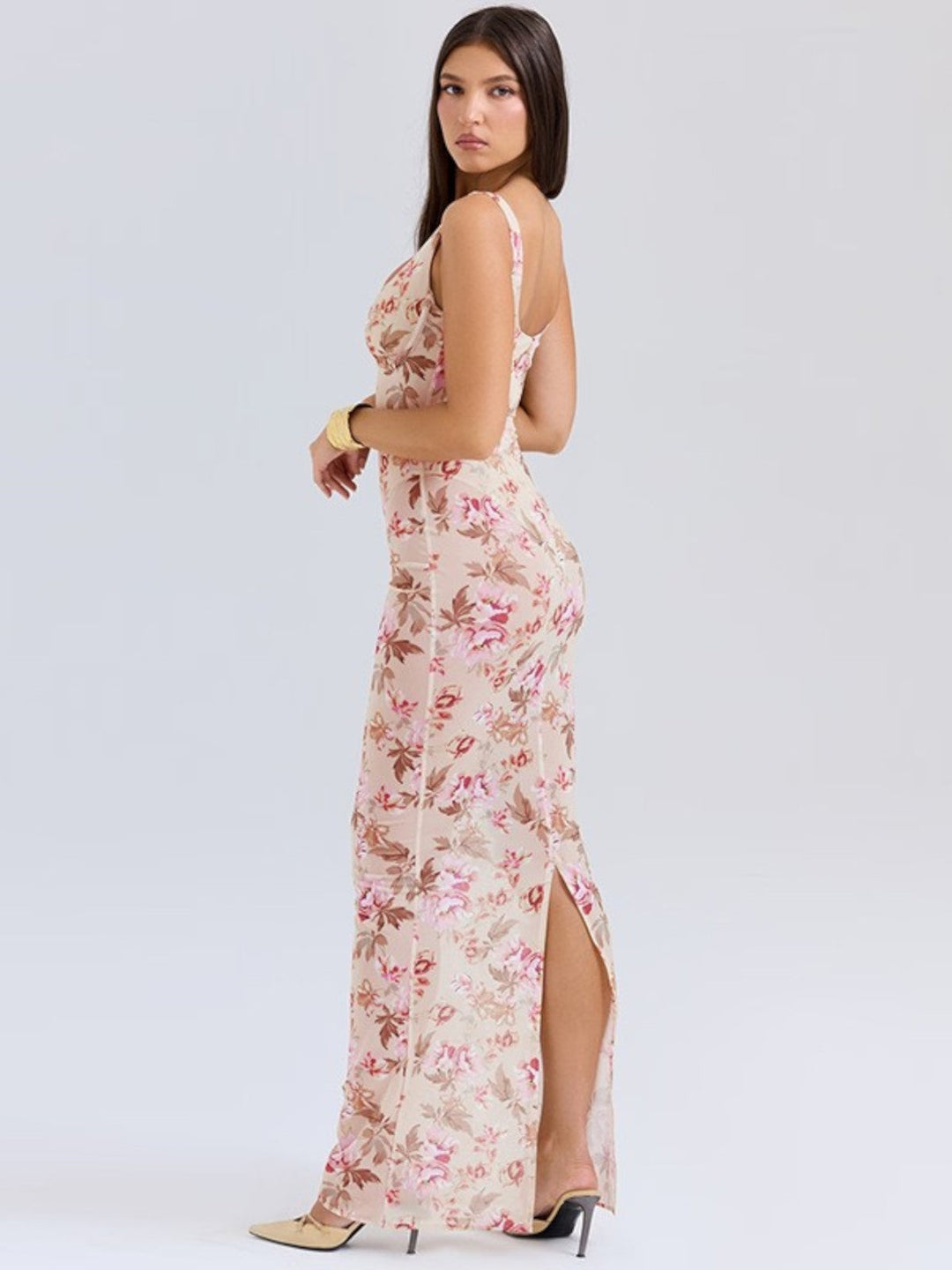 Elara Floral Print Maxi Dress