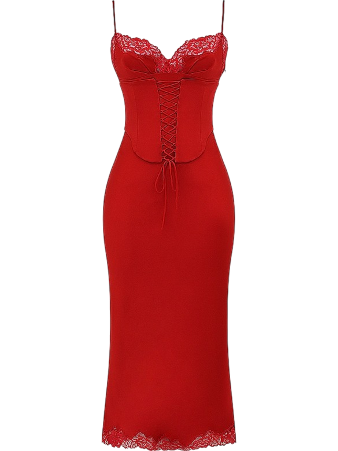 Alita Red Satin Slip Maxi Dress