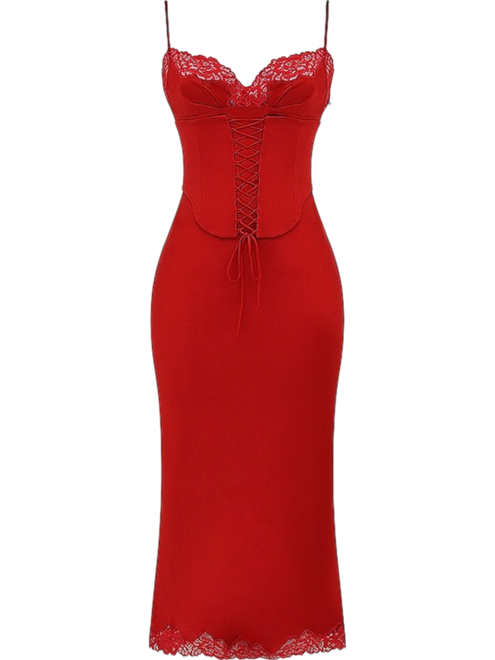 Alita Red Satin Slip Maxi Dress