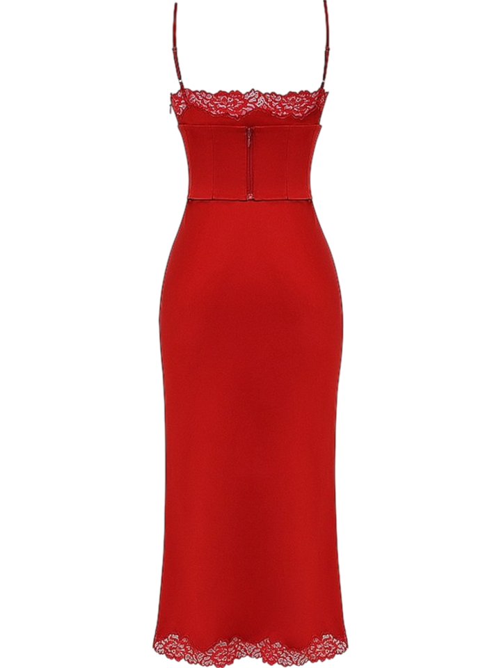 Alita Red Satin Slip Maxi Dress