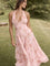 Georgette Floral Rose Print Halter Dress - Multicolor