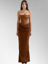 Glamora Brown Strapless Maxi Dress