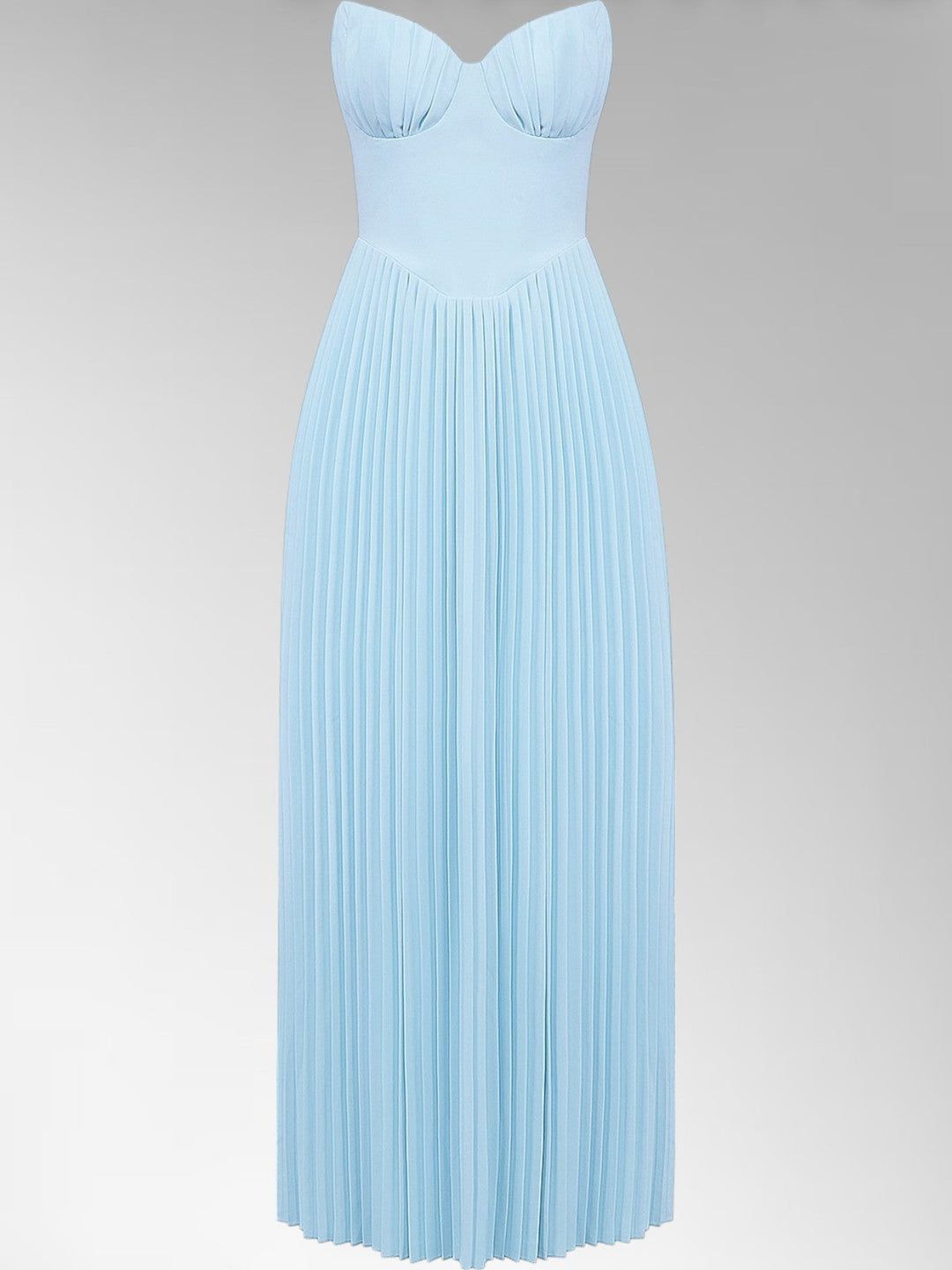 Zina Skyblue Pleated Maxi Dress