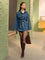 Fiora Chloe Short-Sleeve Denim Polo Jacket - Blue