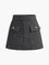 Leona Romantic Metal Bow Denim Mini Skirt - Grey