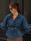 Seren Minimalist Belted Denim Jacket - Blue