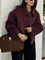 Victoria Plain Zipper Tweed Jacket - Burgundy