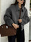 Victoria Plain Zipper Tweed Jacket - Grey