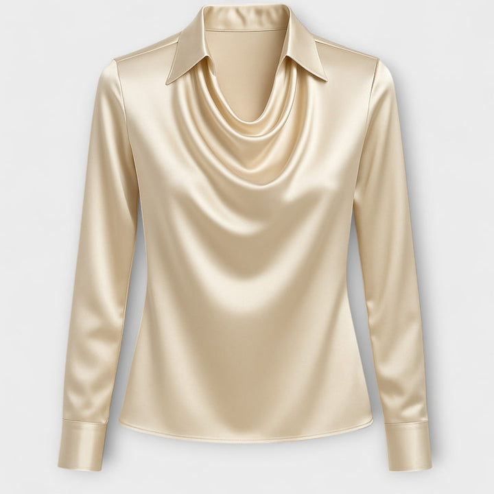 Lira - Shimmering Blouse with Ruching at the Collar
