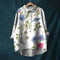Hannah - Floral Print Cotton Linen Blouse - White