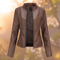 Giorgina™ - Stylish Leather Jacket for Women - Dark brown