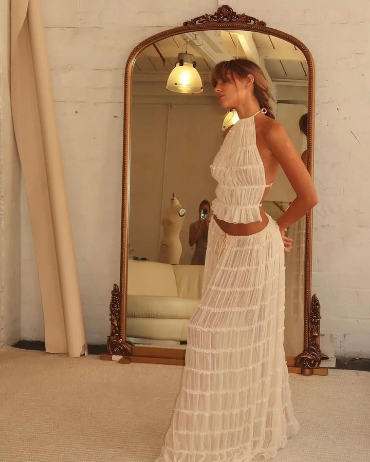 Giselle - Ruffle Set Elegant Two-Piece Ensemble