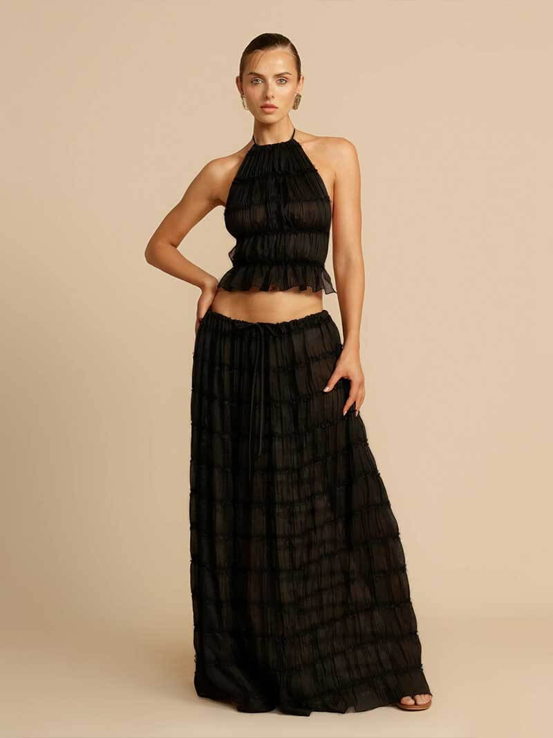 Giselle - Ruffle Set Elegant Two-Piece Ensemble