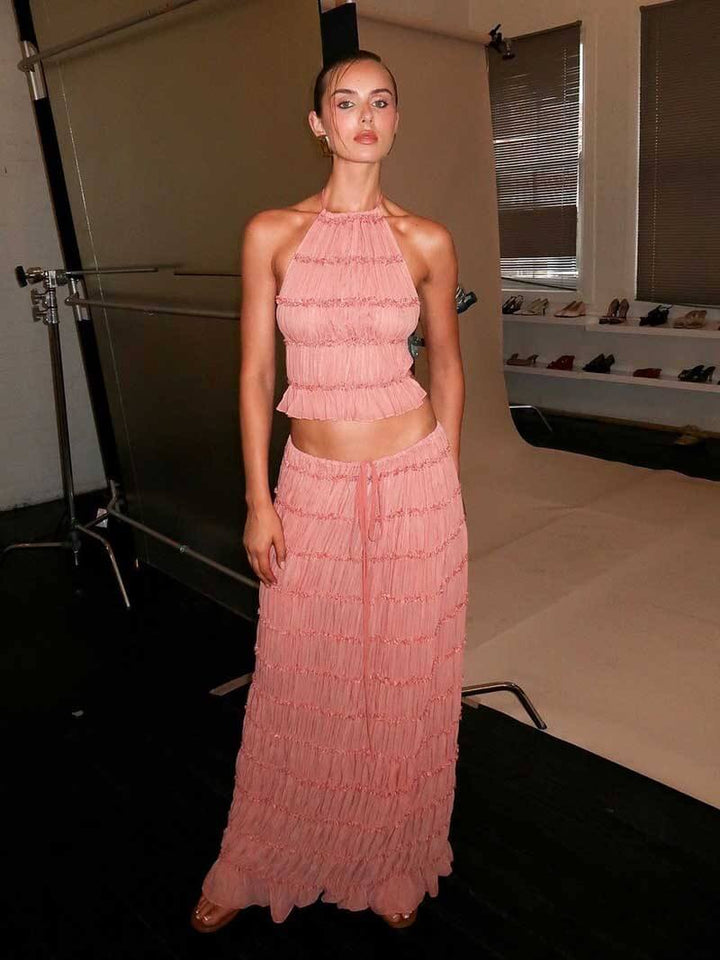 Giselle - Ruffle Set Elegant Two-Piece Ensemble