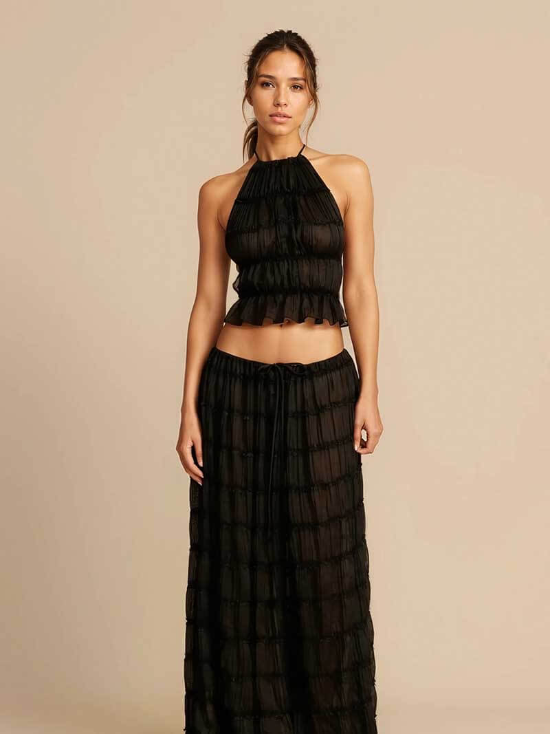 Giselle - Ruffle Set Elegant Two-Piece Ensemble
