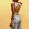 Jennifer - Backless Glitter Jumpsuit with Waistband