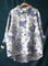Caroline | Cotton Linen Floral Blouse - White Blue