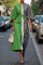 Zoraida - Stylish Batwing Sleeve Long Dress - Green Stripe