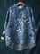 Caroline | Cotton Linen Floral Blouse - Ice Blue