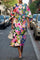 Zoraida - Stylish Batwing Sleeve Long Dress - Floral