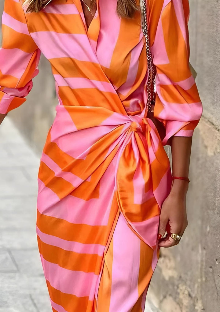 Olivia - Printed Waist-Cinching Shirt Dress