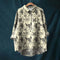 Hannah - Floral Print Cotton Linen Blouse - Beige