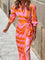 Clarissa | Striped Midi Shirt Dress - Orange & Pink