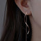 Long Earrings with Wave Design - Gold