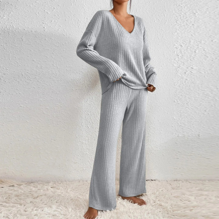 Stella - V-Neck Ribbed Knit Lounge Set
