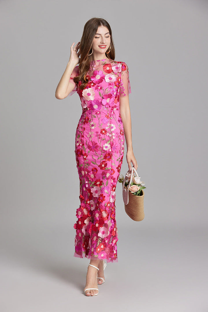 Lisa - Sheer Embroidered Maxi Dress