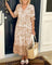 Luna - Elegant Floral V-Neck Dress - Khaki