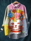 Sophia | Artistic Cat Print Shirt