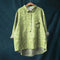 Hannah - Floral Print Cotton Linen Blouse - Green