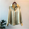 Olivia - Long Sleeved Luxe Satin Blouse - Olive Green