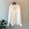 Olivia - Long Sleeved Luxe Satin Blouse - White